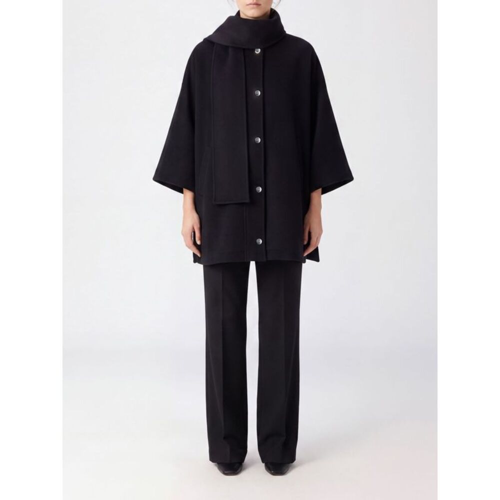 Pinko Women Pinko Relaxed Fit Wool-Blend Short Coat With Scarf Collar